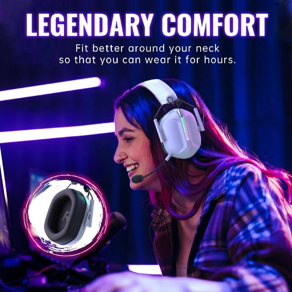 Wireless Gaming Headset Compatible for PS5 Switch PC Mac, 2.4 Ghz/Bluetooth 5.2 Gaming Headphones with Noise Cancelling Microphone 40+ Hours Battery Life,3.5Mm Wired for Xbox Series,White