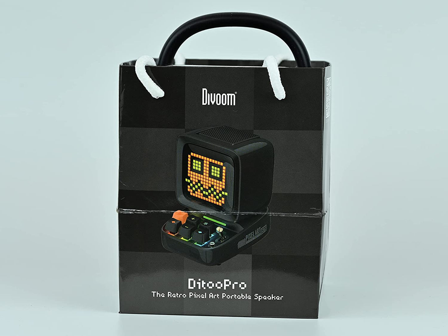 Ditoo Retro Pixel Art Game Bluetooth Speaker with 16X16 LED App Controlled Front Screen (Black)