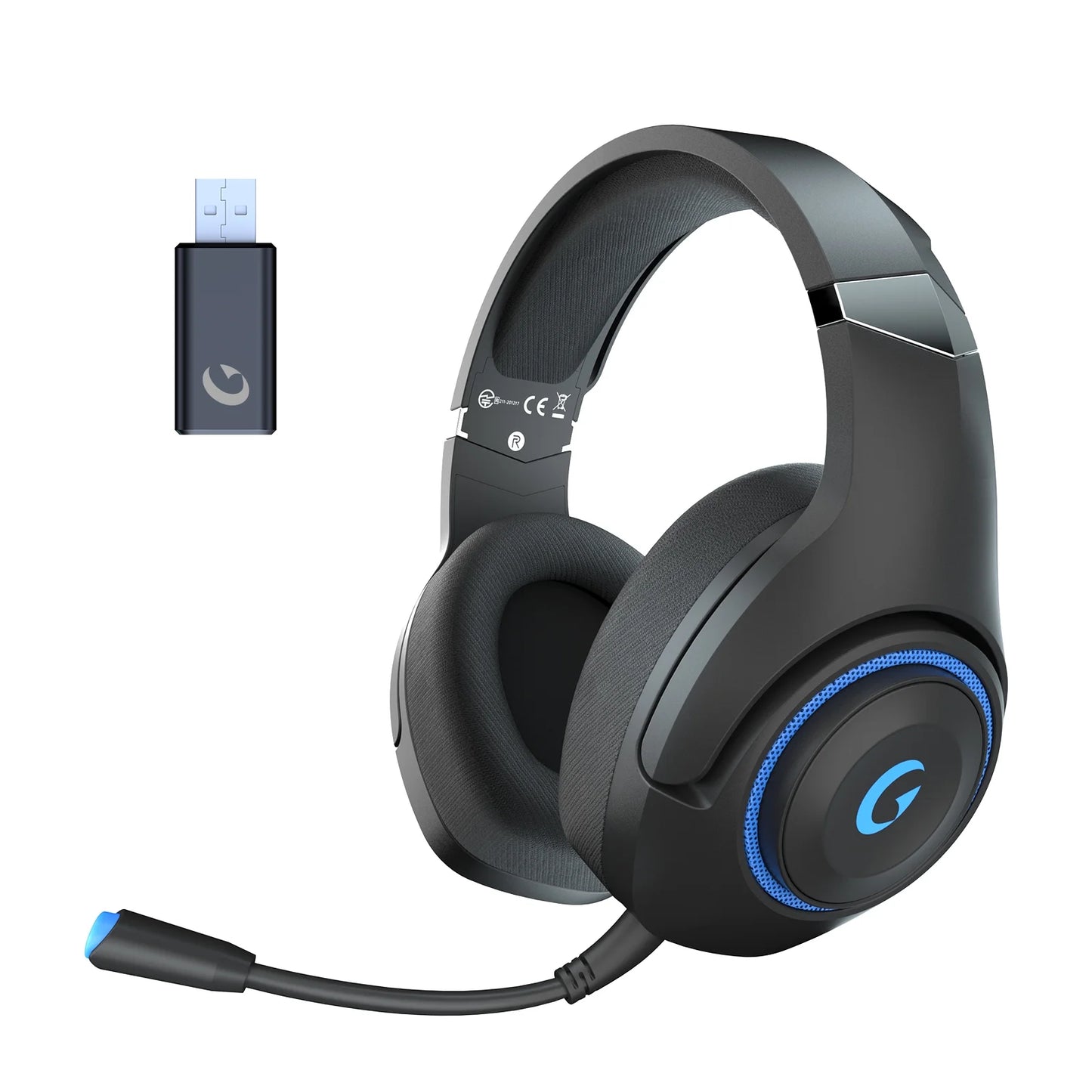 Wireless Gaming Headsets for PS5 PC Switch PC with Bluetooth 5.2, 2.4 Ghz USB Gaming Headphones with Detachable Microphone, 40H Battery Life, 3.5Mm Wired for Xbox Series,Black