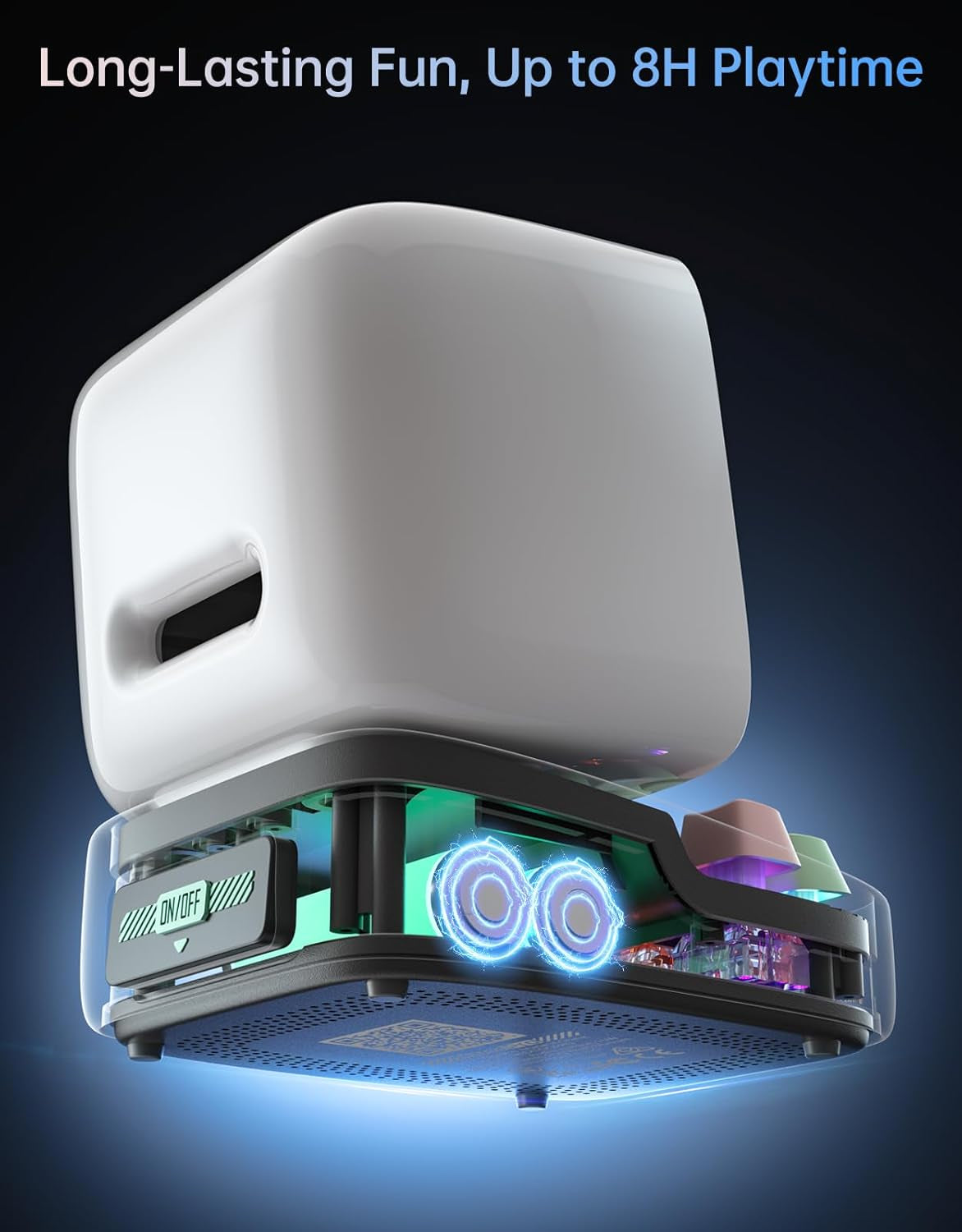 Ditoo Retro Pixel Art Bluetooth Speaker, Custom Pixel Screen Desk/Bedside Clock with White Noise & Gentle Alarm, Mini Speaker with Games, USB-C and App Control (White)