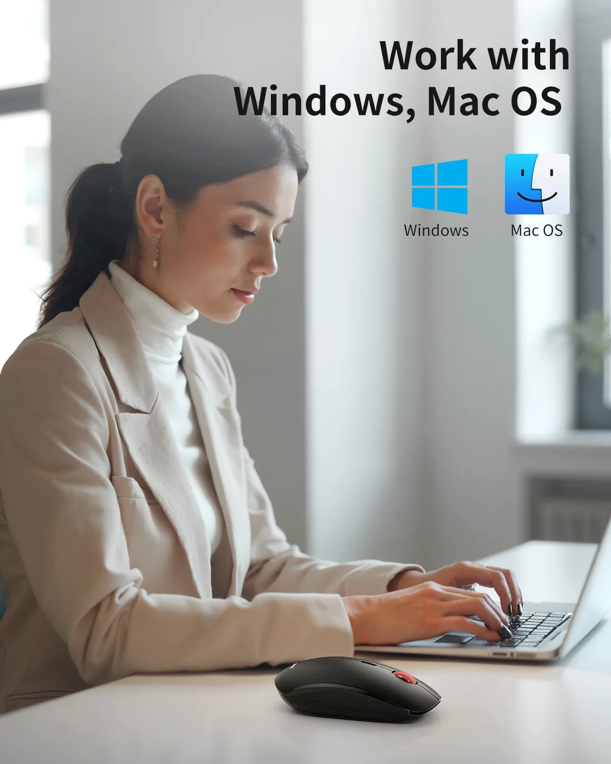 Slim Wireless Mouse, Adjustable 4000 DPI, 24 Months Battery ,Portable Cordless Computer Mouse for Pc/Mac/Laptop/Ipad