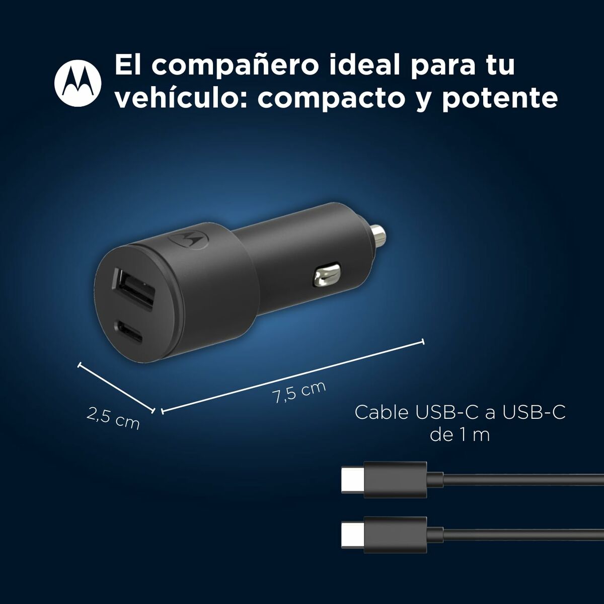 Universal USB Car Charger + USB-C Cable Motorola SJV102-EU 1,5 m-2