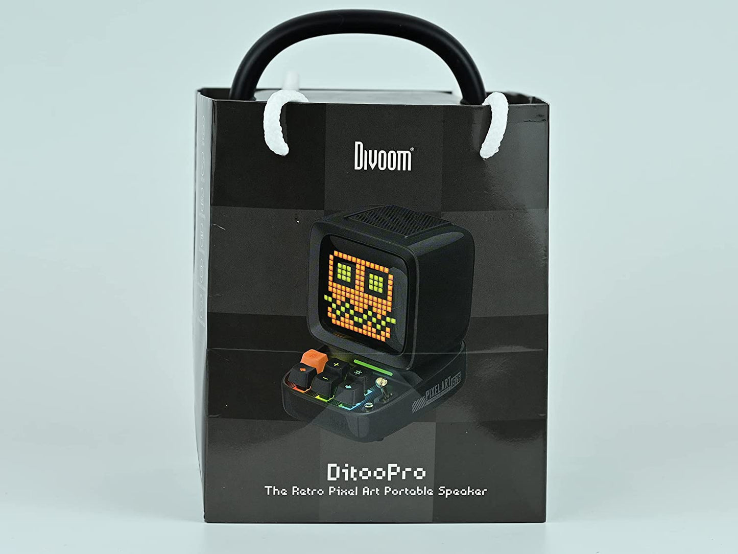Ditoo Retro Pixel Art Game Bluetooth Speaker with 16X16 LED App Controlled Front Screen (Black)