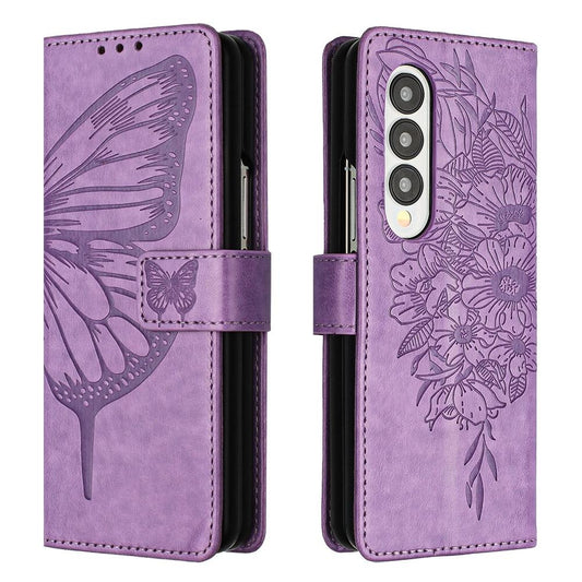 NNEDSZ Butterfly Embossed Leather Phone Case - Light Purple-0