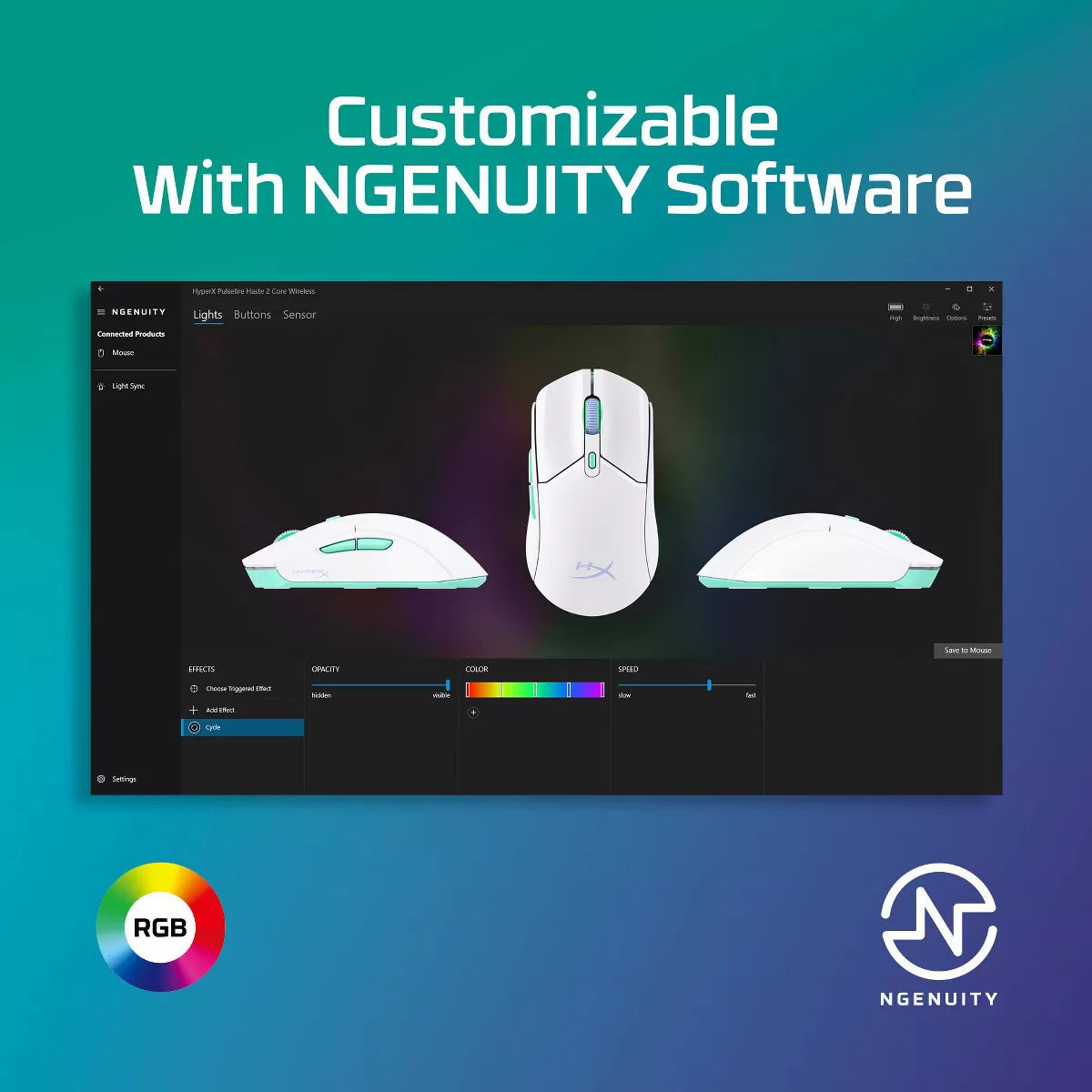 Hyperx Pulsefire Haste 2 Core Wireless Gaming Mouse for PC - White: Macos, Xbox Compatible